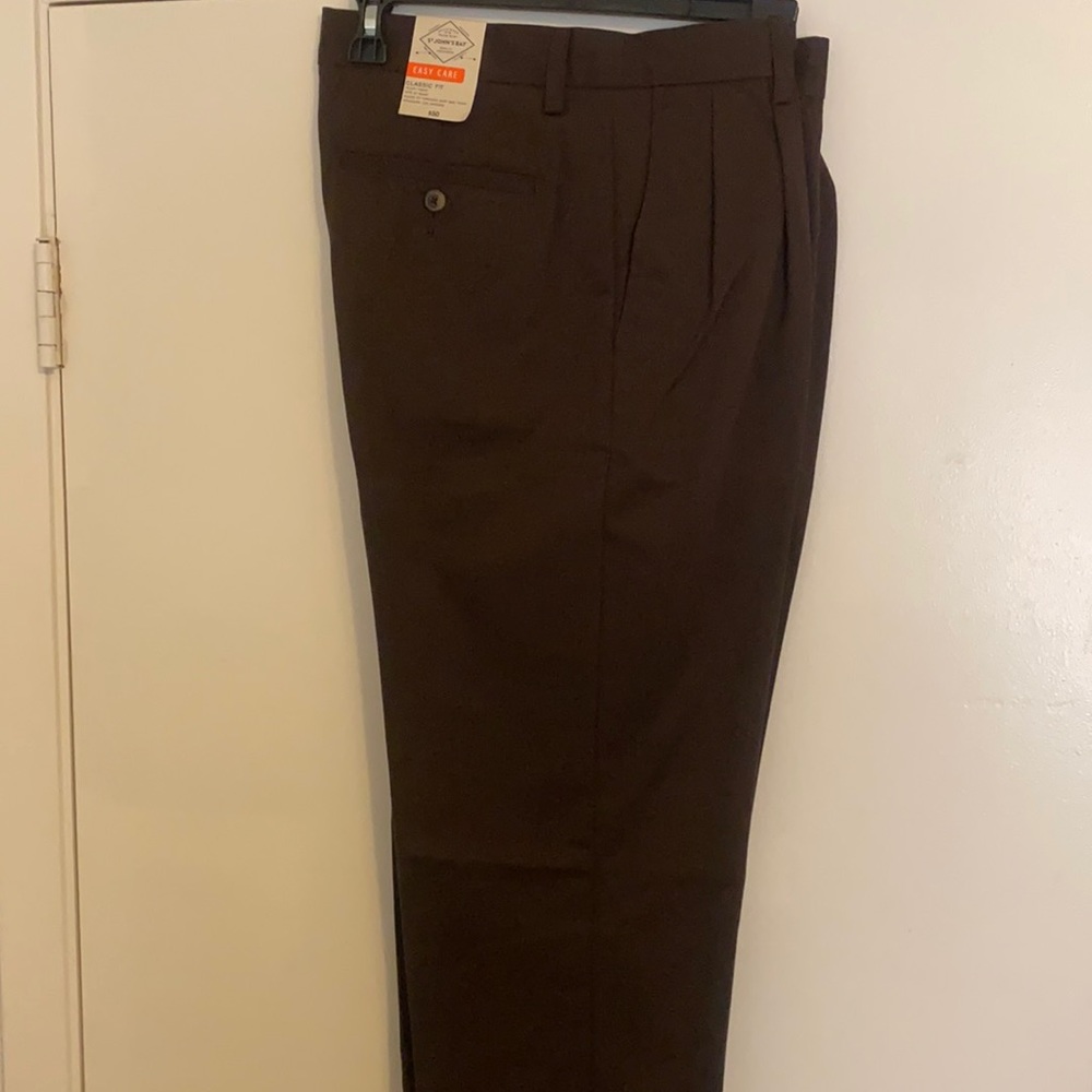 St John’s Bay Classic Fit Pleat Front Brown Slacks
